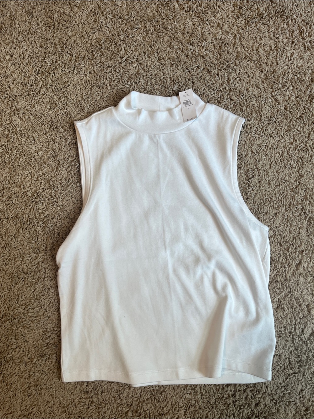 GAP White Sleeveless Mock Neck Tank